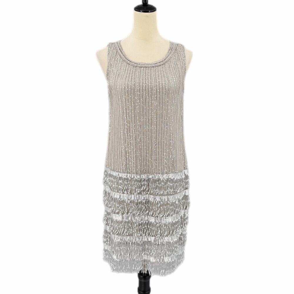 M.S.S.P. Max Studio Special Products NEW Silver Sequin Flapper Cocktail Dress
